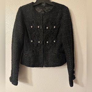 Express black tweed military style jacket